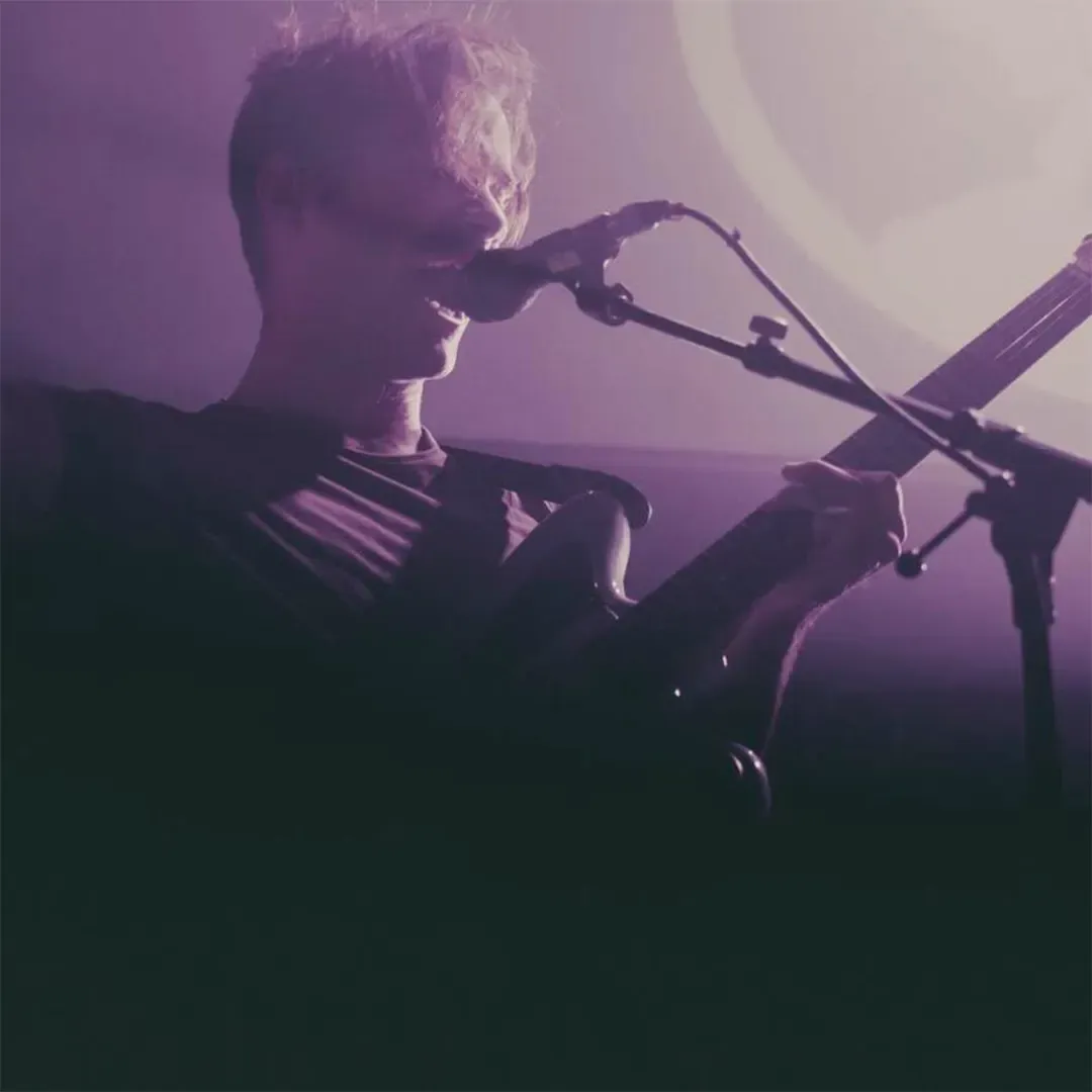 The singer at the microphone