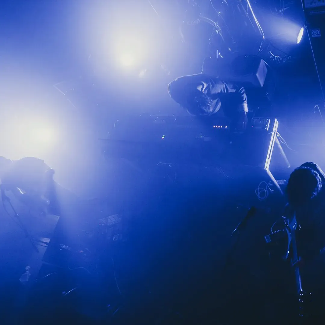 The crowd under stage lights