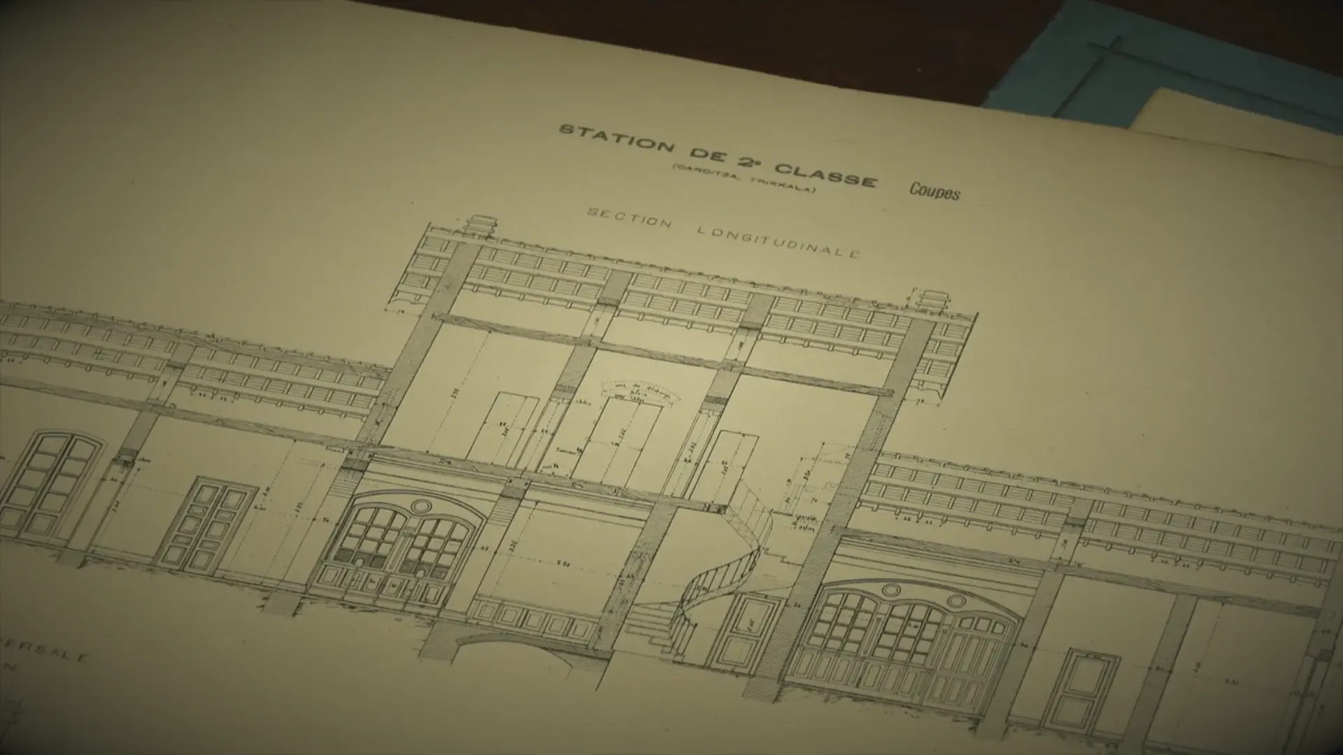 Architectural drawing of a second-class station